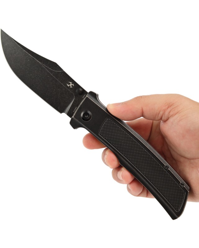 Kansept Bison Framelock Blackwash CPM S35VN Steel Blade Black Stonewash Titanium Handle