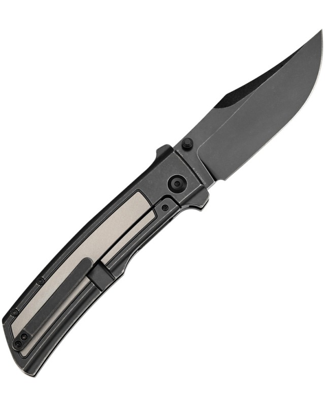 Kansept Bison Framelock Blackwash CPM S35VN Steel Blade Black Grey Titanium Handle