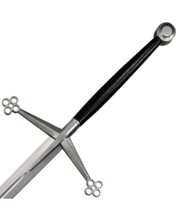 Kingston Arms Scottish Claymore Satin 5160 Carbon Steel Blade Black Leather Handle