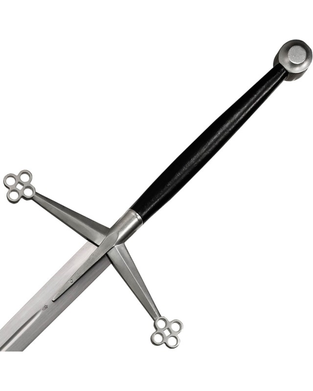 Kingston Arms Scottish Claymore Satin 5160 Carbon Steel Blade Black Leather Handle