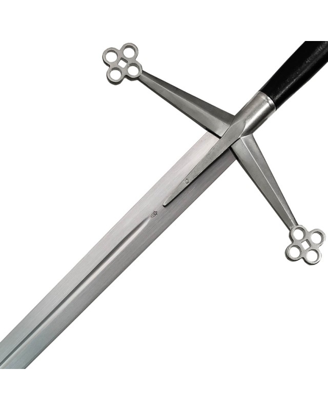 Kingston Arms Scottish Claymore Satin 5160 Carbon Steel Blade Black Leather Handle