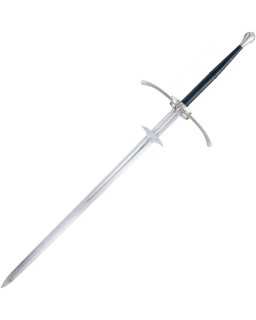 Kingston Arms Great Sword Satin 1566 Steel Blade Black Leather Handle