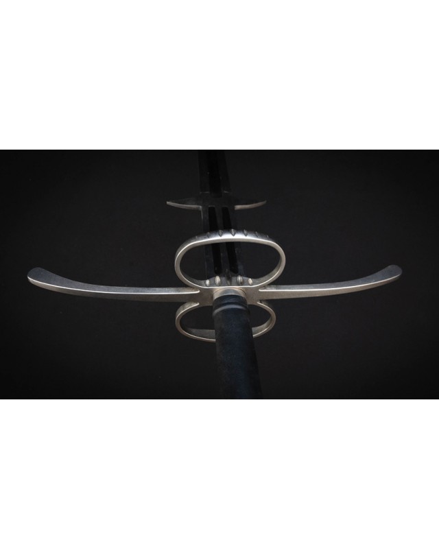 Kingston Arms Great Sword Satin 1566 Steel Blade Black Leather Handle