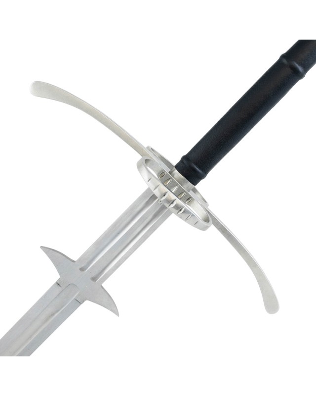 Kingston Arms Great Sword Satin 1566 Steel Blade Black Leather Handle