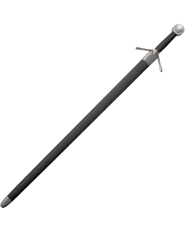 Kingston Arms Scottish Single Hand Sword Satin 5160 Carbon Steel Blade Black Leather Handle