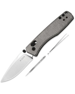 Kizer Aegis Clutch Lock Satin AEB-L Steel Blade Black Micarta Handle