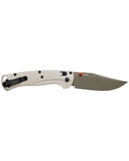 Benchmade Taggedout ELMAX steel Olive Cerakote finish Tan Grivory handle AXIS lock