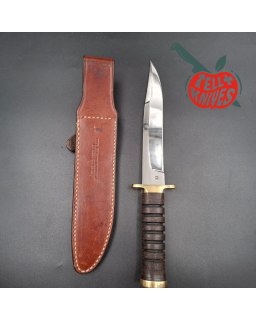 Jean Tanazacq 1989 Modèle Prairie 2 acier 440C forgé finition miroir garde laiton manche rondelles de cuir étui cuir