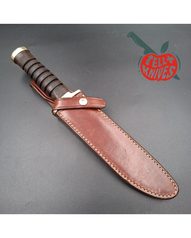 Jean Tanazacq 1989 Modèle Prairie 2 acier 440C forgé finition miroir garde laiton manche rondelles de cuir étui cuir