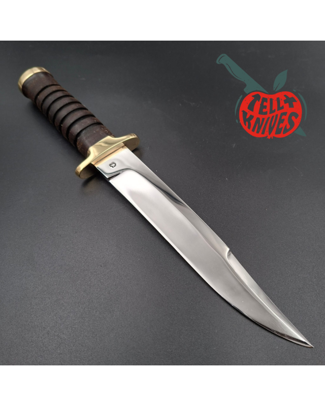 Jean Tanazacq 1989 Modèle Prairie 2 acier 440C forgé finition miroir garde laiton manche rondelles de cuir étui cuir