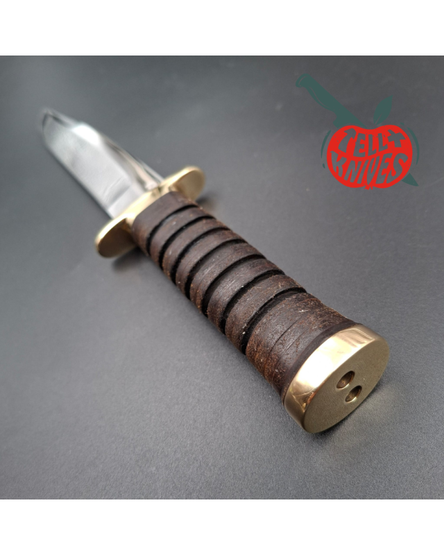 Jean Tanazacq 1989 Modèle Prairie 2 acier 440C forgé finition miroir garde laiton manche rondelles de cuir étui cuir