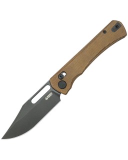 Kubey TBO Crossbar Lock Black 14C28N Brown G10 Handle