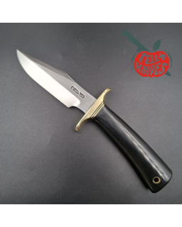 Randall Made Knives Model 8-4 forged carbon steel brass guard black micarta handle brown leather sheath