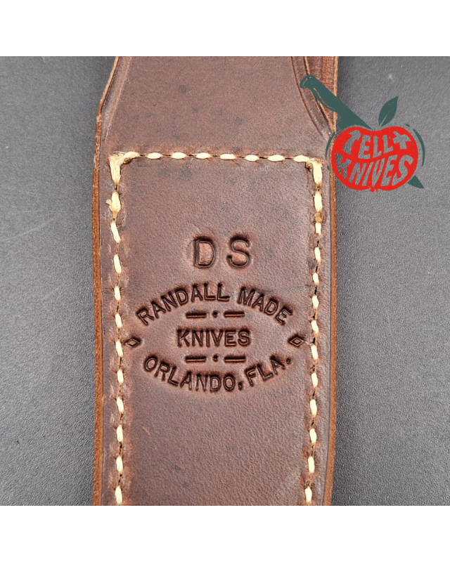 Randall Made Knives Model Denmark Special forged carbon steel brass guard black micarta handle brown leather sheath