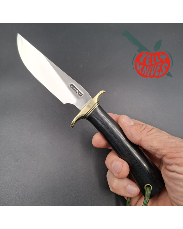 Randall Made Knives Model Denmark Special forged carbon steel brass guard black micarta handle brown leather sheath