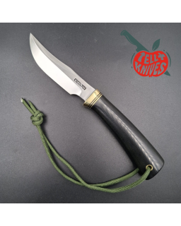 Randall Made Knives Model 8-4x forged carbon steel brass guard black micarta handle brown leather sheath