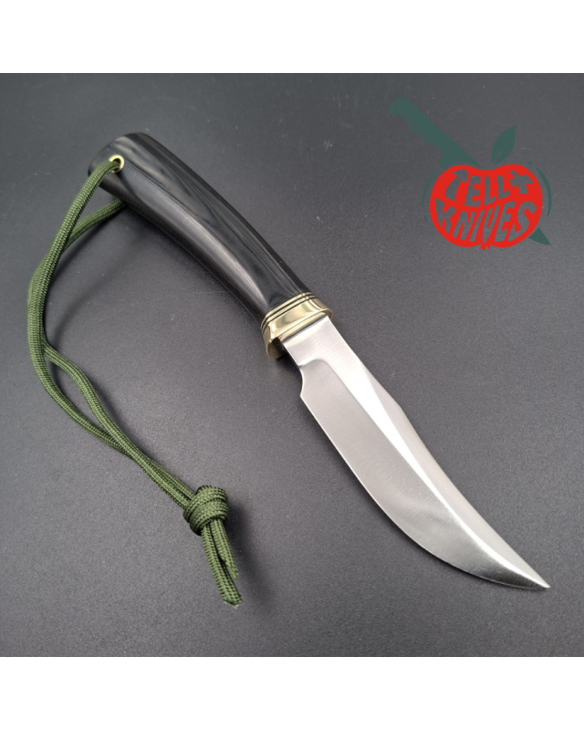 Randall Made Knives Model 8-4x forged carbon steel brass guard black micarta handle brown leather sheath