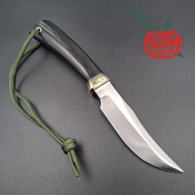 Randall Made Knives Model 8-4x forged carbon steel brass guard black micarta handle brown leather sheath