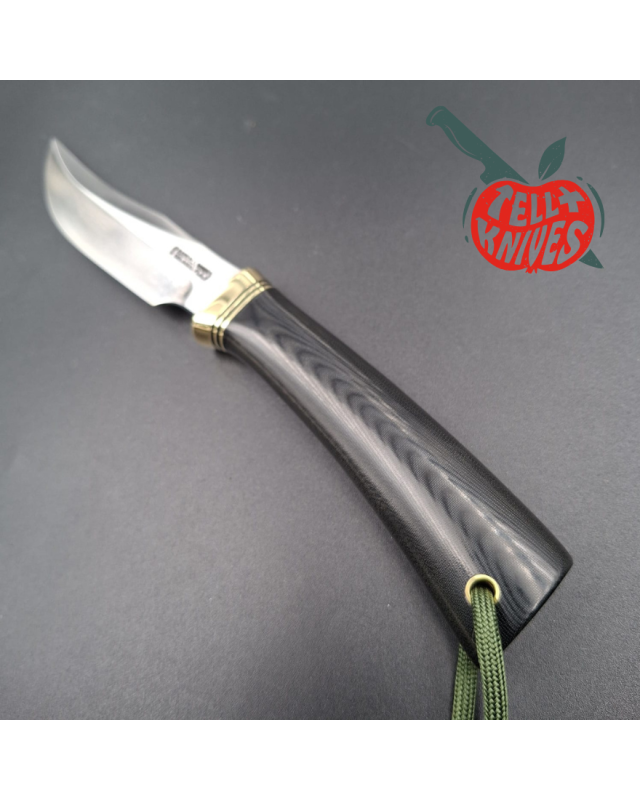 Randall Made Knives Model 8-4x forged carbon steel brass guard black micarta handle brown leather sheath