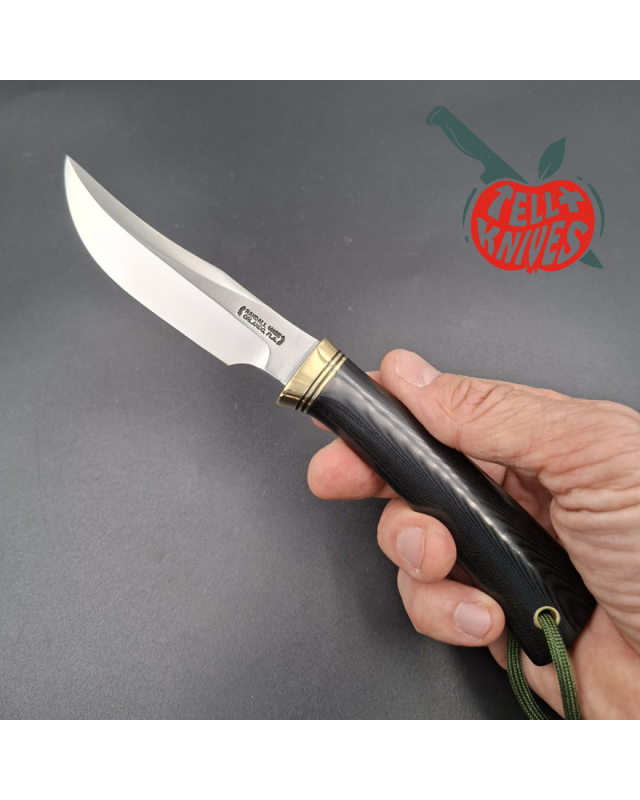 Randall Made Knives Model 8-4x forged carbon steel brass guard black micarta handle brown leather sheath