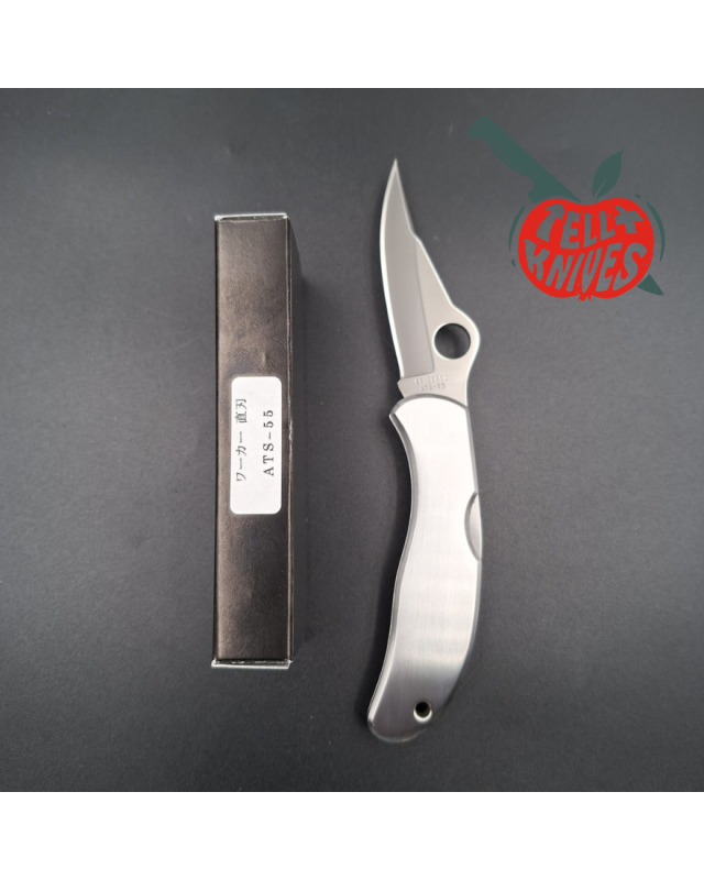 Spyderco 1997 Worker C01 ATS-55 stainless steel SEKI-CITY Japan polished stainless handle