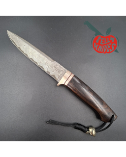 Sergey Shidlovskiy Custom Knives Model Dandy L Damascus stainless steel silver nickel guard Bocote wood handle