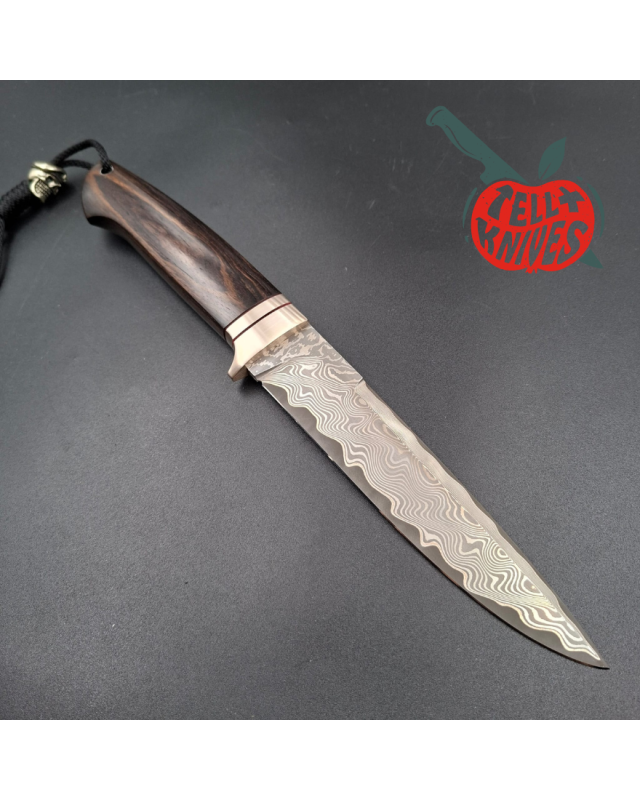Sergey Shidlovskiy Custom Knives Model Dandy L Damascus stainless steel silver nickel guard Bocote wood handle