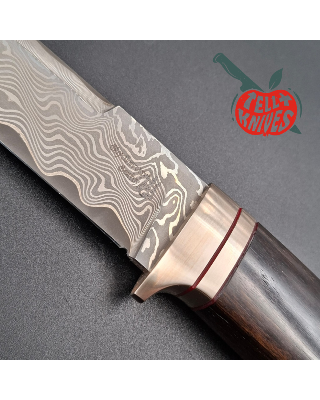 Sergey Shidlovskiy Custom Knives Model Dandy L Damascus stainless steel silver nickel guard Bocote wood handle