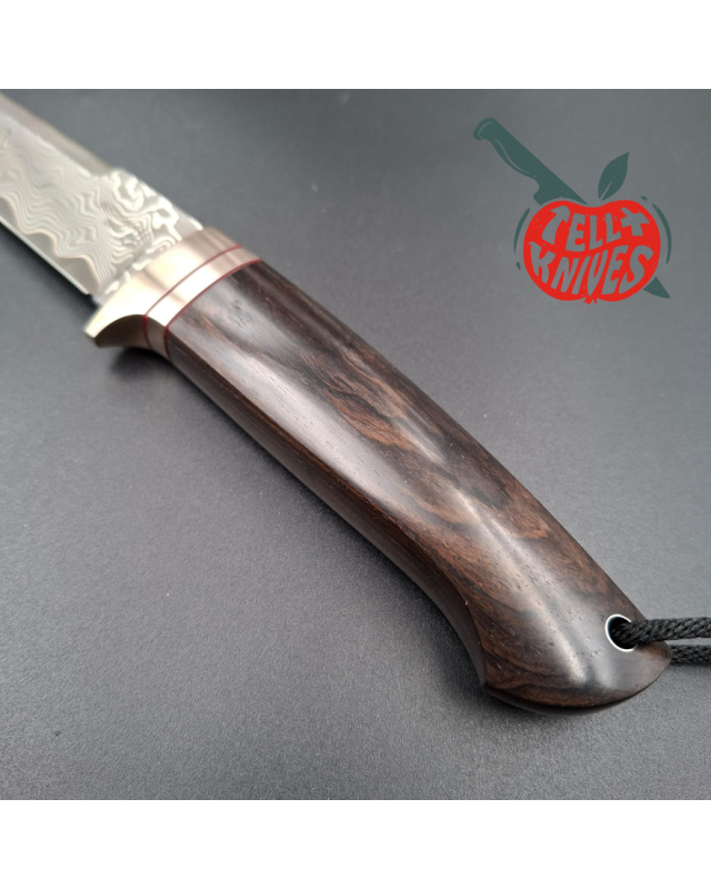 Sergey Shidlovskiy Custom Knives Model Dandy L Damascus stainless steel silver nickel guard Bocote wood handle