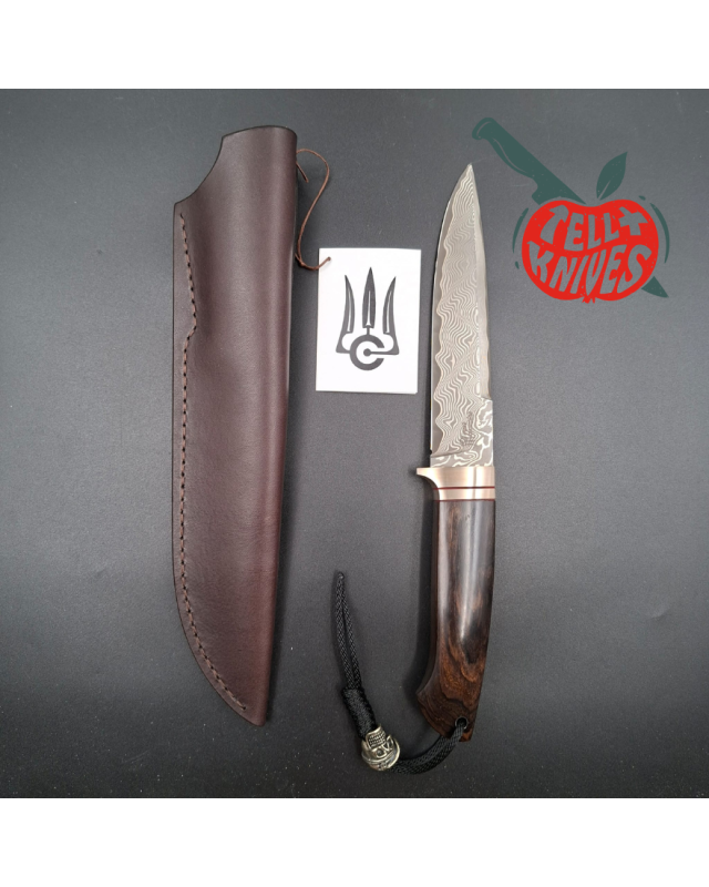 Sergey Shidlovskiy Custom Knives Model Dandy L Damascus stainless steel silver nickel guard Bocote wood handle