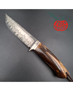 Sergey Shidlovskiy Custom Knives Model Volunteer laminate steel blade heated beech wood handle brown leather sheath