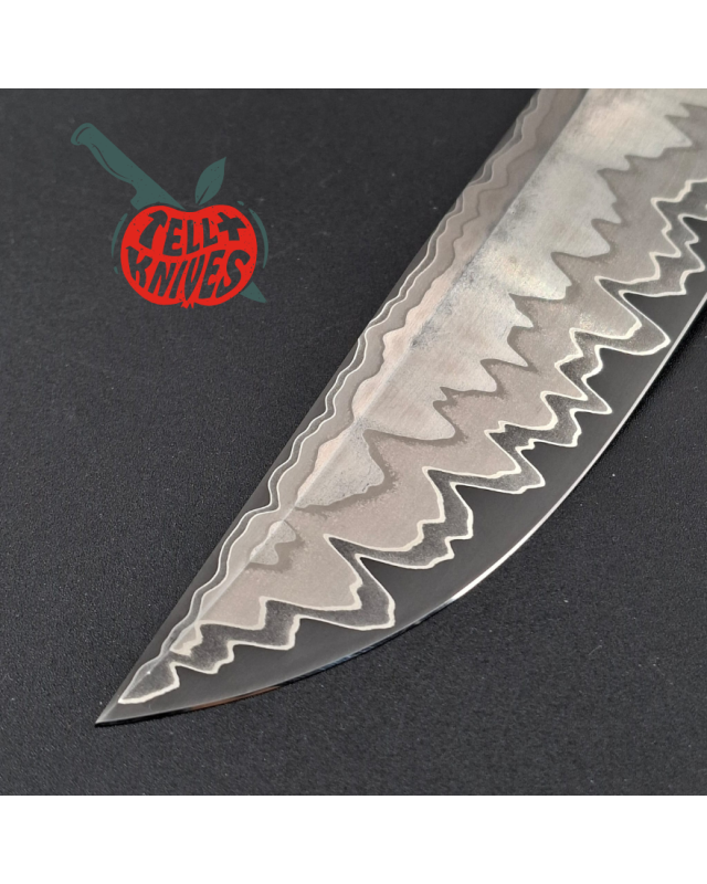 Sergey Shidlovskiy Custom Knives Model Volunteer laminate steel blade heated beech wood handle brown leather sheath