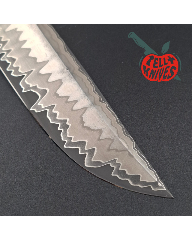 Sergey Shidlovskiy Custom Knives Model Volunteer laminate steel blade heated beech wood handle brown leather sheath