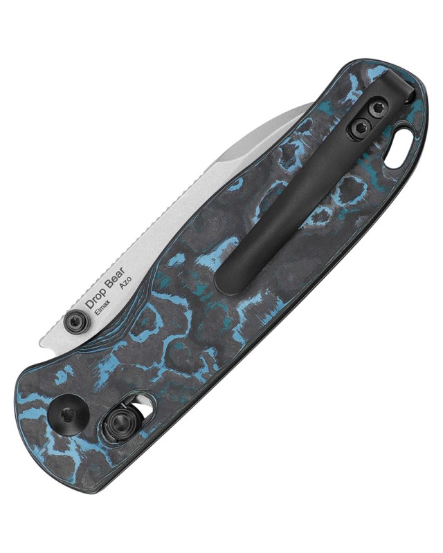 Kizer Drop Bear Clutch Lock Stonewash Elmax Steel Blade Arctic Storm Carbon Fiber Handle