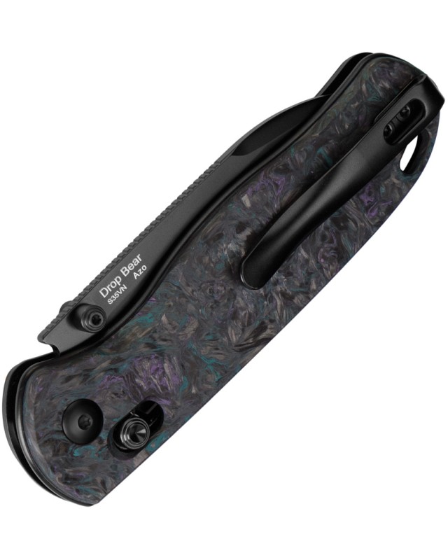 Kizer Drop Bear Clutch Lock Black Finish S35VN Steel Blade Dark Carbon Fiber Handle