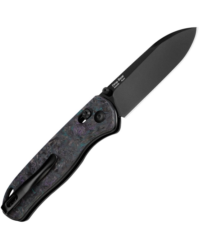 Kizer Drop Bear Clutch Lock Black Finish S35VN Steel Blade Dark Carbon Fiber Handle