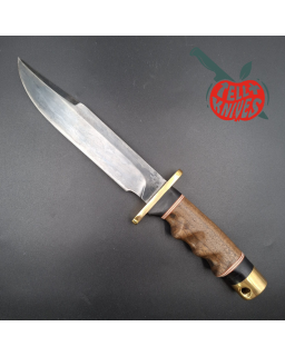 La Grotte du Loup Custom Fighting Knife forged carbon steel blade brass guard and pommel walnut handle