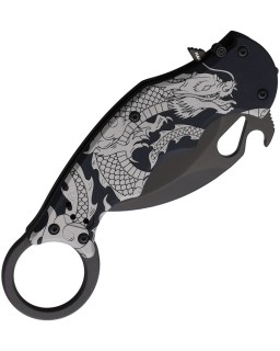 FOX Knives 599 Karambit Dragon N690 steel blade black finish black aluminium handle