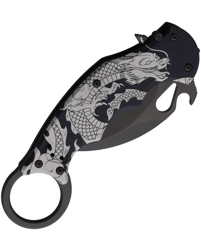 FOX Knives 599 Karambit Dragon N690 steel blade black finish black aluminium handle