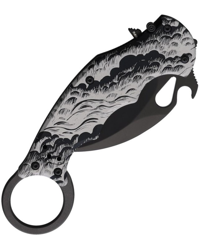 FOX Knives 599 Karambit Waves N690 steel blade black finish black aluminium handle