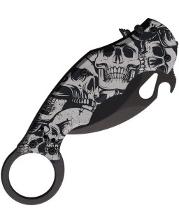 FOX Knives 599 Karambit Skulls N690 steel blade black finish black aluminium handle