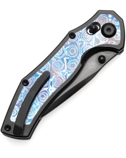 Kansept Apollo Crossbar Lock Folding Knife  CPM S35VN Steel Blue Carbon Fiber Titanium Handle