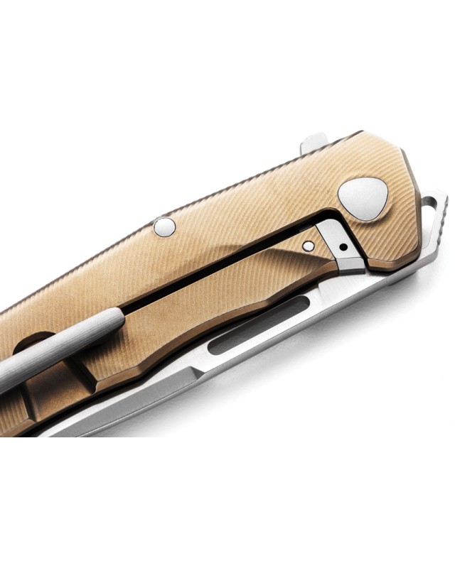 LionSteel Q4TTRO Folding Knife  CPM-MagnaCut Steel Braun Micarta Titanium Handle