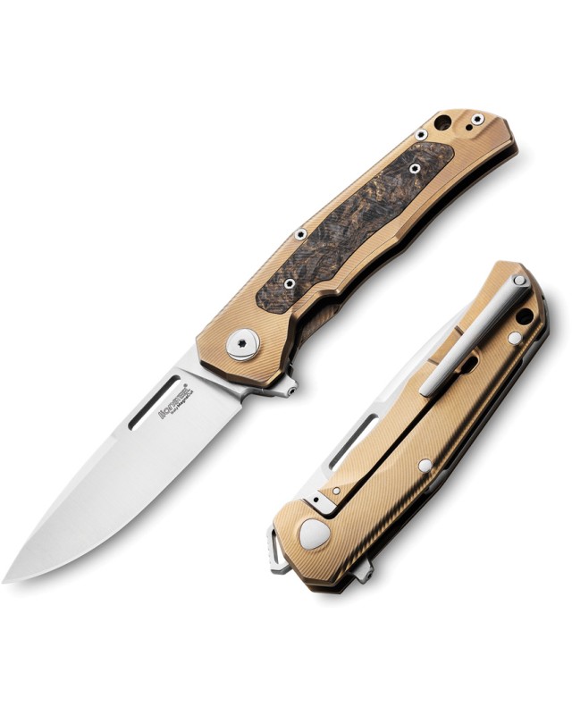 LionSteel Q4TTRO Folding Knife  CPM-MagnaCut Steel Braun Micarta Titanium Handle