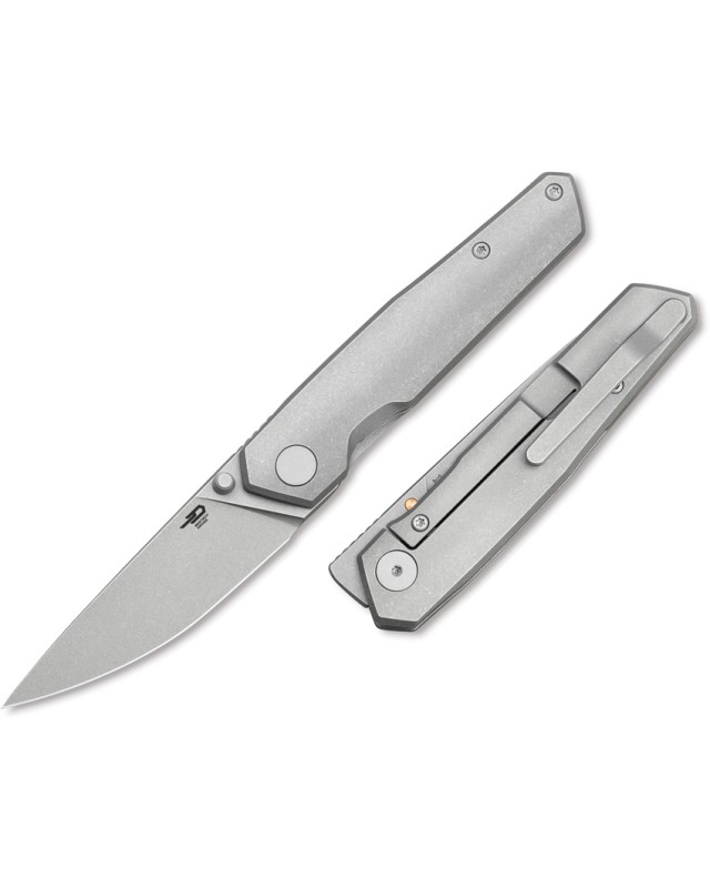 Bestech VK-Kuze Pocket Knife 2504C Magna Cut Steel Black Stonewash Titanium Handle