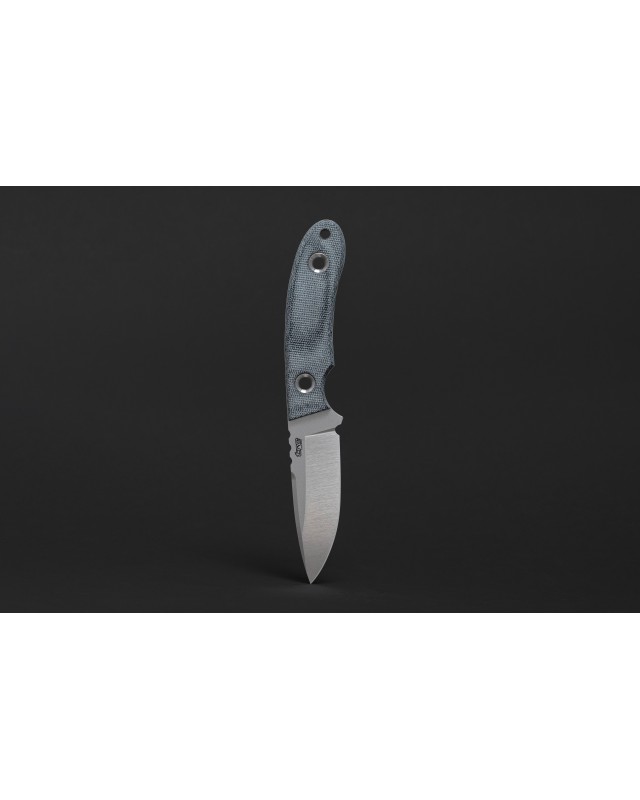 TRC Knives Kosmos RWL-34 steel Satin Finish Black Canva Micarta handle black kydex sheath