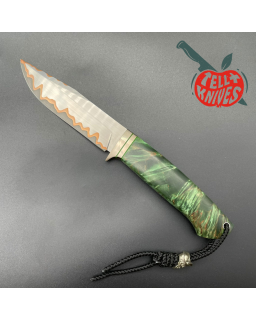 Sergey SHIDLOVSKIY - Green Pirate Copper - laminate D2, 154CM & copper blade green carelian birch wood black leather she
