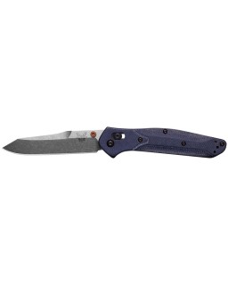 Benchmade 940 Osborne M390 Steel stonewash blade finish Denim blue micarta handle