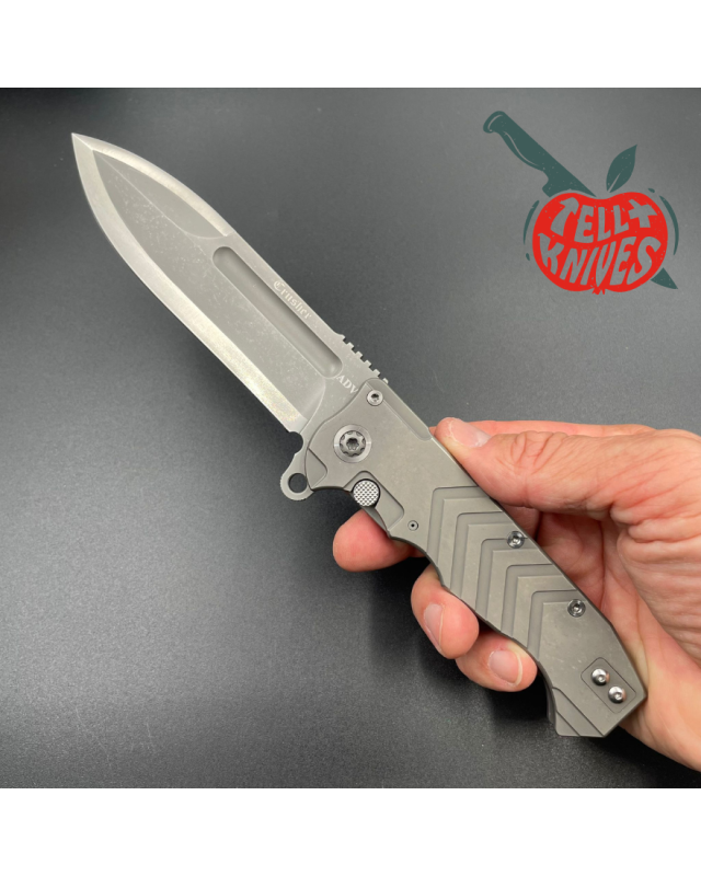 ADV Tactical Crusher S35VN steel blade blasted finish blade V-milled titanium handle folding tail lock
