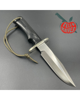 Randall Made Knives Model 15 5.5 Airman forged stainless steel black micarta single finger handle nickel silver guard